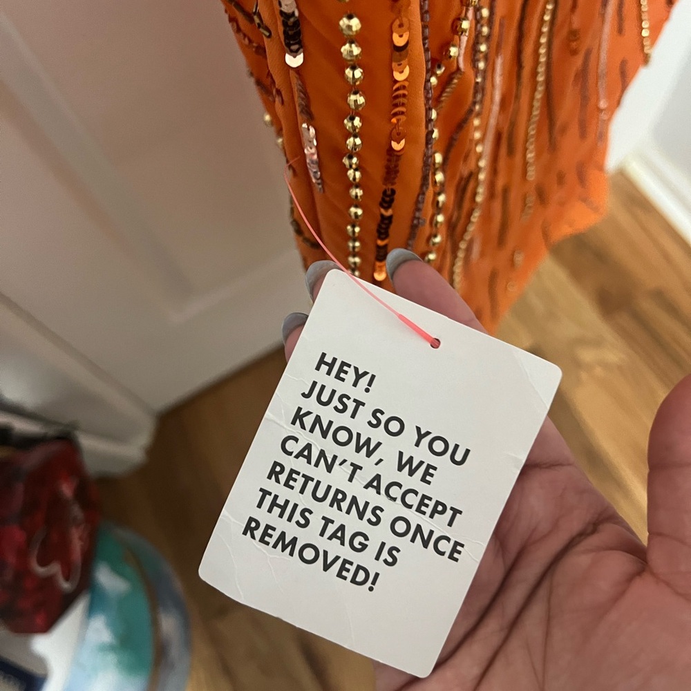 ASOS burnt orange embellished midi dress - Worn once - Picture 4 of 7